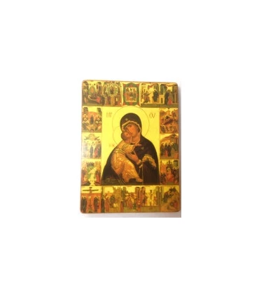 Icone - Vierge et mystères du rosaire 10 cm x 14 cm