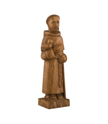 Statuette de Saint François d'Assise en bois - 15 cm