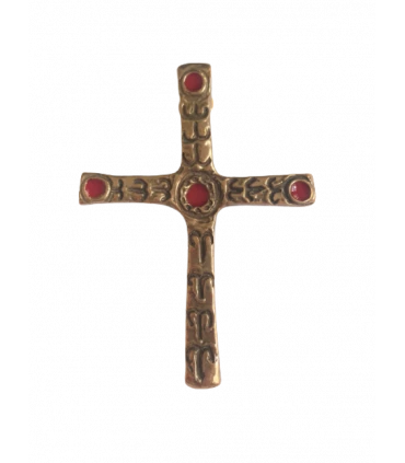 Croix en bronze émail rouge