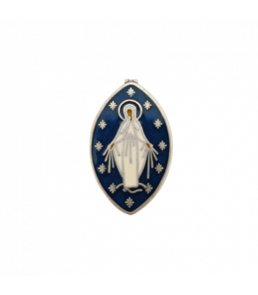 Médaille miraculeuse laiton argent émail bleu foncé