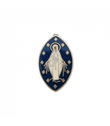 Médaille miraculeuse laiton argent émail bleu foncé