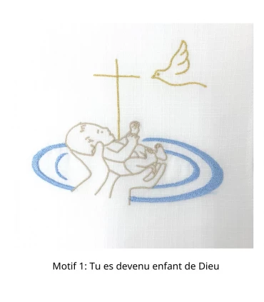 Echarpe de baptême à personnaliser + motif (pour un enfant de 3 à 9 ans)