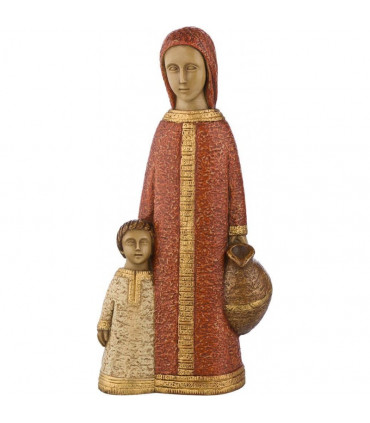 Statue de Marie, la petite Nazareth, rouge en dolomie de 20cm