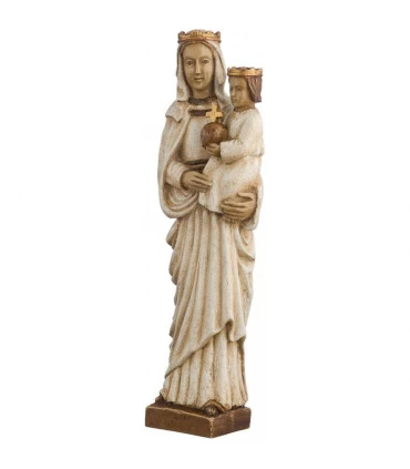 Statue de la Vierge Marie Reine en dolomie de 28cm - Manteau blanc