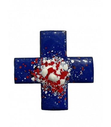 Croix grecque émaillée - bleu