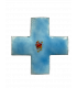 Croix grecque émaillée - bleu ciel