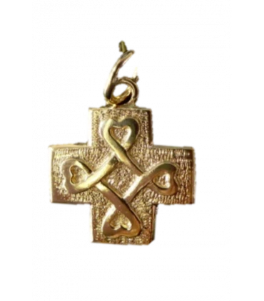 Médaille croix cœur plaqué or