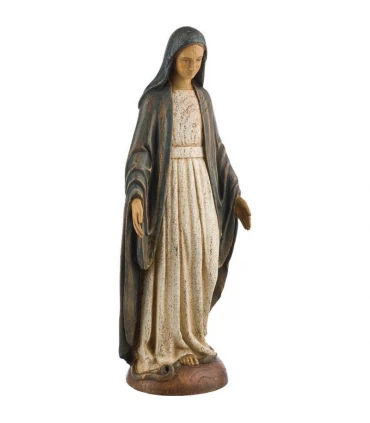 Vierge Notre Dame de grâce - Bois - 32 cm - manteau blanc