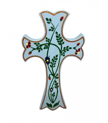 Croix en bois peinte à la main 19cm