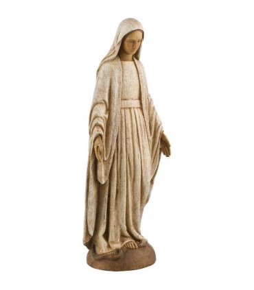 Vierge Notre Dame de grâce - 33 cm - manteau blanc - bois