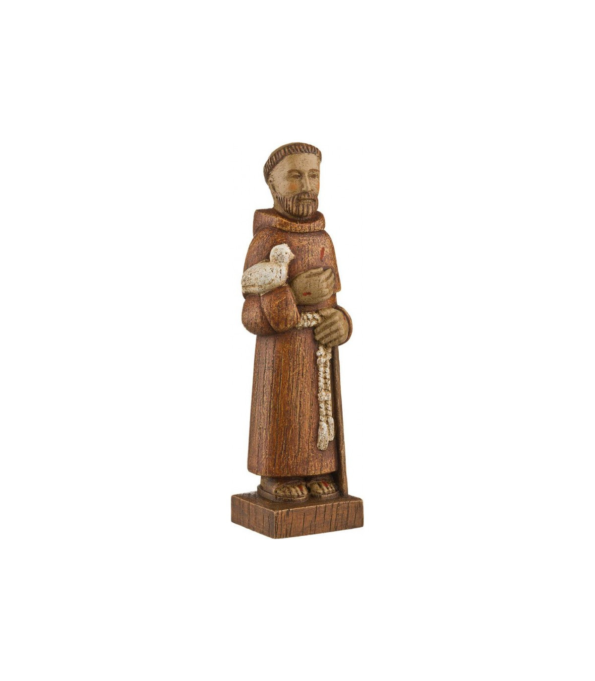 Statuette de Saint François dAssise en bois marron - 15 cm