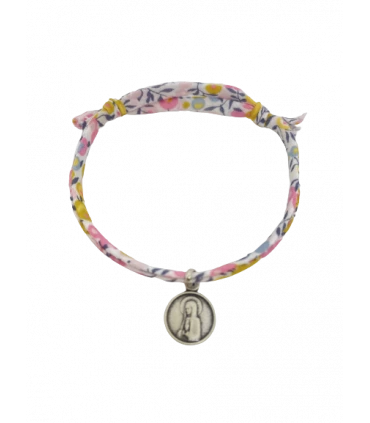 Petit bracelet en Liberty pour enfant avec une médaille de la Sainte Vierge