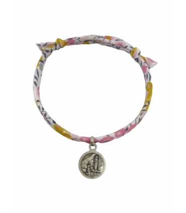 Petit bracelet en Liberty pour enfant avec une médaille de la Sainte Vierge