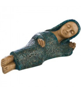 Santon de la vierge marie allongée en robe bleue - Crèche de Mougères