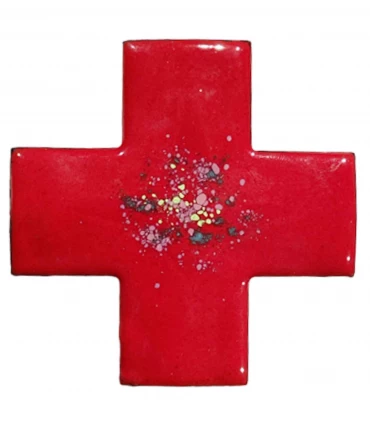 Croix grecque émaillée - rouge
