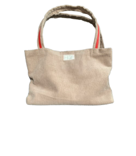 Petit sac cabas en velours beige