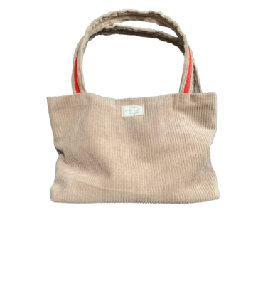 Petit sac cabas en velours beige