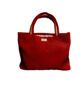 Grand sac cabas en velours rouille