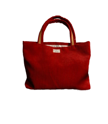 Grand sac cabas en velours rouille