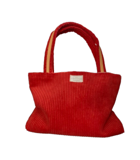 Petit sac cabas en velours rouille